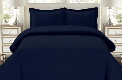 Vista 6 de LINEN HOUSE Hotel Collection Bedding's 550 hilos 100% algodón egipcio individual damasco sólido 3 piezas