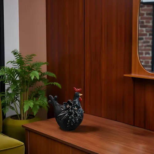 Vista 9 de Escultura decorativa de gallo para jardín (gallina negra)