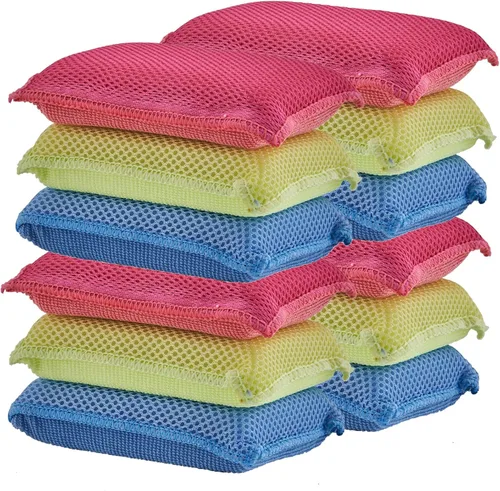 Vista 12 de Esponjas de microfibra para platos, esponjas de cocina, esponja antiarañazos, esponjas de limpieza para el hogar, suministros de limpieza multiusos