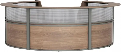 Vista 17 de Linea Italia Oficina curvada, transparente, fácil de montar, mostrador de recepción de 3 paneles para vestíbulo, salón, 142 x 71 pulgadas