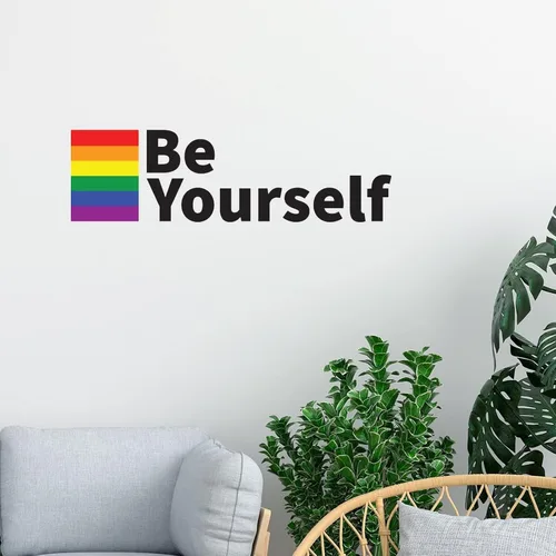 Vista 4 de Calcomanía de pared de Orgullo Gay LGBT Mismo-Sexo Gay removible, calcomanía de vinilo extraíble Be Yourself LGBTQ, murales artísticos de pared