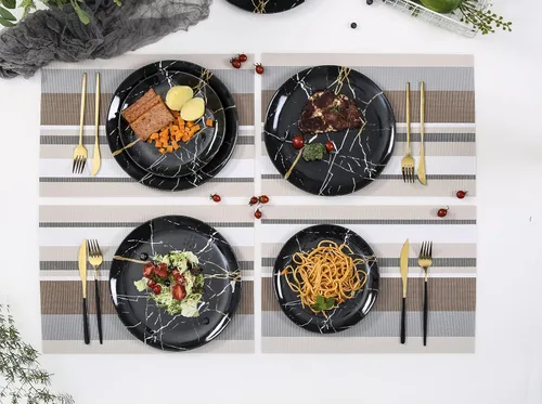 Vista 8 de Juego de vajilla de melamina – 12 piezas de platos y cuencos, ideal para fiestas en interiores y exteriores, sin BPA, apto para lavavajillas