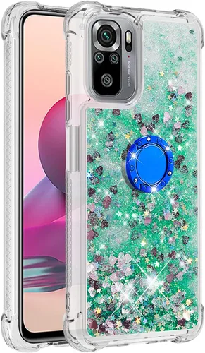 Vista 8 de Funda a prueba de golpes para Xiaomi Redmi Note 10S/Note 10 4G, brillante brillante corazón de diamante arco iris arena movediza transparente TPU