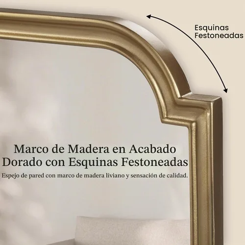 Vista 4 de Madison Park Adelaide - Espejo de pared para dormitorio, espejo colgante grande para sala de estar, marco de madera ligera con espejo de entrada