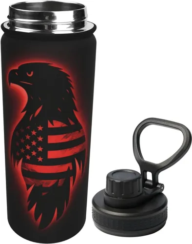Vista 2 de Black Eagle - Hervidor de agua aislado de acero inoxidable Impresión divertida botella de agua aislada Ideal para deportes y viajes