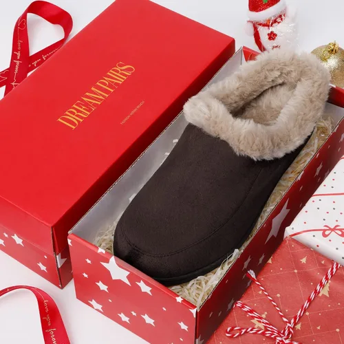 Vista 5 de DREAM PAIRS Pantuflas lavables de piel sintética para hombre, forro cálido y cómodo y suela antideslizante, zapatos de invierno para dormitorio