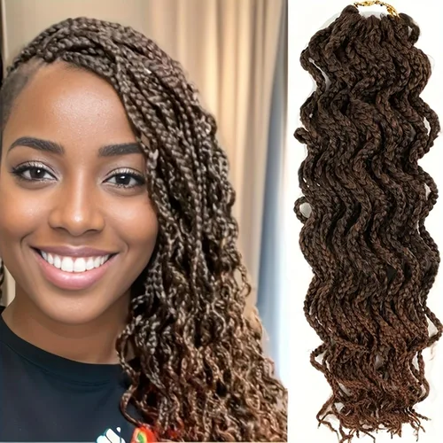 Vista 15 de Trenzas de caja Goddess de 150 hebras, cabello rizado de 8 pulgadas, trenzas de ganchillo pretrenzadas, trenzas de ganchillo pretrenzadas, trenzas