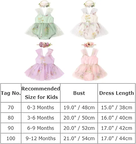 Vista 7 de IDOPIP Conjunto de 2 piezas para bebé recién nacido, con diadema, bordado de flores, tutú, princesa, fiesta de cumpleaños, conjunto de ropa