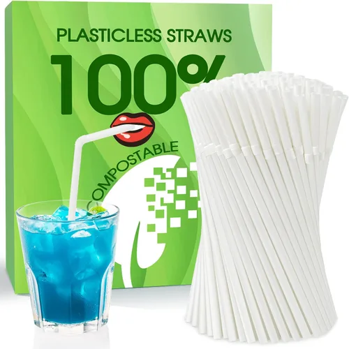 Vista 9 de 100 popotes desechables de ácido poliláctico sin plástico, pajitas biodegradables a base de plantas de maíz, sin BPA, compostables, pajitas