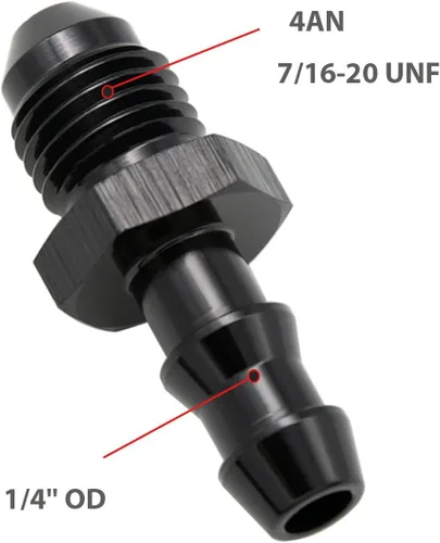 Vista 2 de Negro recto aluminio 4AN macho Flare a 1/4 "(6.3mm) Barb Push Hose Barb Fitting Adapter
