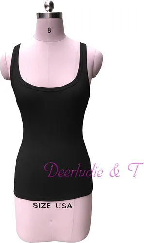 Vista 2 de Deerludie & T Camiseta sin mangas acanalada con cuello redondo para mujer, corte bajo, color liso, sexy, de verano, camisetas Henley