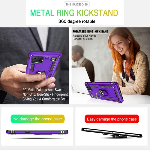 Vista 4 de Gritup Funda compatible con Pixel 7 Pro con protector de pantalla HD, [grado militar] [anillo de metal] [soporte magnético] Funda protectora Armor