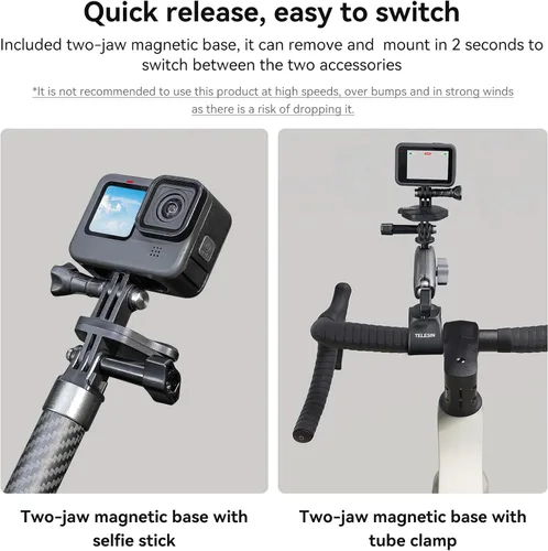 Vista 4 de TELESIN 360 - Soporte magnético en el pecho con correa para el cuello y base de adaptador de trípode de liberación rápida para GoPro 1211 10 9 8 7