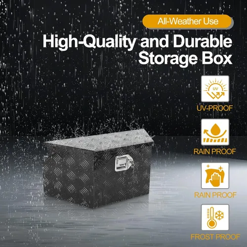Vista 3 de Caja de herramientas de aluminio de 26 x 13.25 x 12 pulgadas, caja de herramientas con patrón de banda de rodadura de 5 barras, caja de herramientas