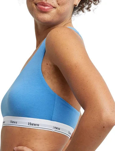 Vista 2 de Hanes Bralette Originals Racerback para mujer, sujetadores de algodón elástico transpirable, paquete de 2