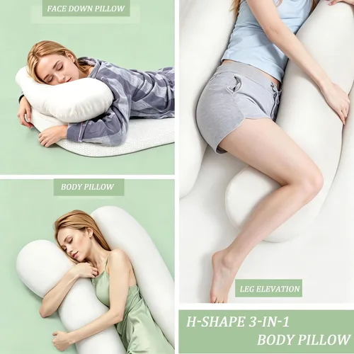 Vista 2 de Almohada de cuerpo completo para dormir de lado, almohada de cuña 3 en 1 en Blanco