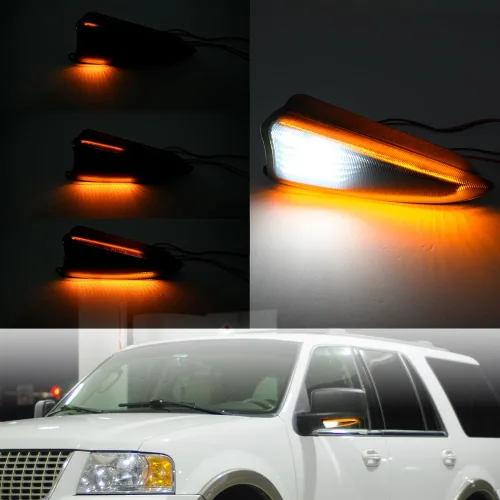 Vista 2 de Luces intermitentes de espejo lateral LED secuencial para F'ord Expedition Lincoln Navigator 2003-2006, lente ahumada, espejo ámbar, indicador