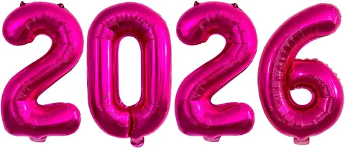 Vista 28 de GOER Globos de papel de aluminio 2026 para fiesta de Año Nuevo, suministros de fiesta, decoraciones de graduación (negro, 16 pulgadas)
