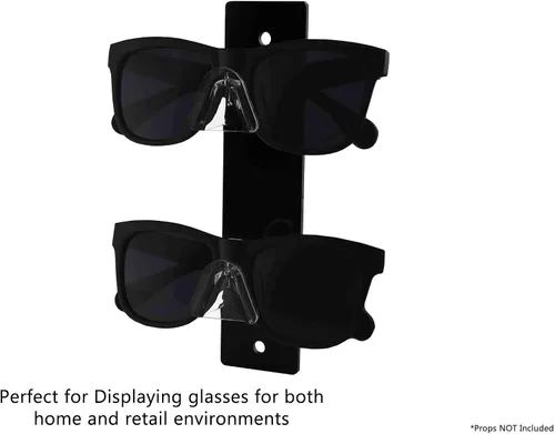 Vista 3 de Marketing Holders Estante colgante para lentes de sol con herrajes de 2 niveles para lentes con parte trasera negra para montaje en pared, nariz