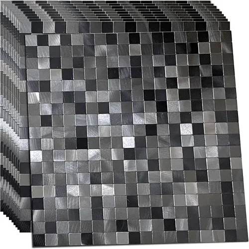 Vista 7 de XUANINY Azulejo autoadhesivo de metal para salpicaduras, azulejo despegar y pegar para cocina, superficie de aluminio cepillado para salpicaduras