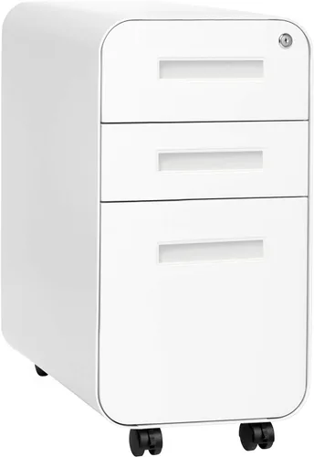 Vista 15 de Laura Davidson Furniture Stockpile Archivador móvil delgado de 3 cajones con cerradura - Archivador de metal para debajo del escritorio, carpetas