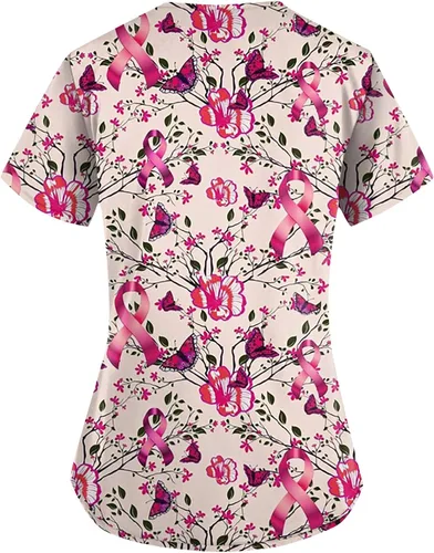 Vista 2 de Ropa quirúrgica para mujer, cómoda, ligera, duradera, suave, elástica, con cuello en V, camiseta médica
