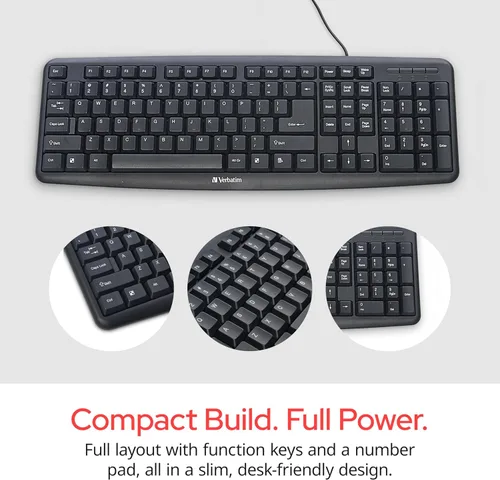 Vista 3 de Teclado con cable USB, Negro