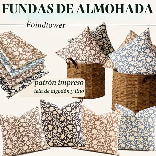 Vista 7 de Foindtower - Juego de 2 fundas de almohada decorativas con flores neutras estilo farmhouse, fundas de almohada boho para sofá, sofá cama