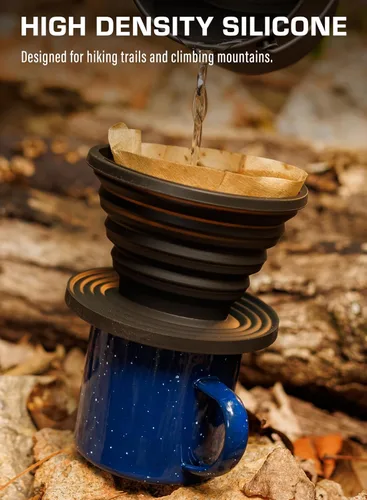 Vista 8 de COLETTI Sierra Camping Gotero de Café Pour Over — Gotero de Café Pour Over Plegable — Incluye Paquete de Filtros de Papel [Negro, Paquete de 1]