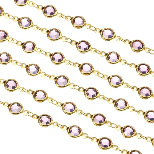 Vista 9 de uxcell Cadena de diamantes de imitación negros de 5 yardas a granel con cadena de latón chapada en plata para hacer joyas, manualidades, pulseras