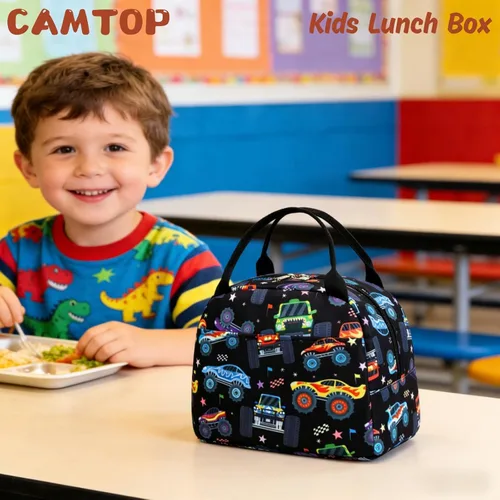 Vista 7 de CAMTOP Bolsa de almuerzo para niños, bonita lonchera aislada para niños y niñas, loncheras a prueba de fugas para la escuela
