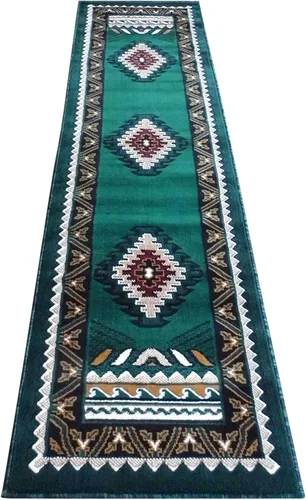 Vista 3 de Flash Furniture Ventana Collection - Alfombra decorativa del suroeste, alfombra de olefinas verde cazador de pelo bajo, alfombra de área de 2 x 7
