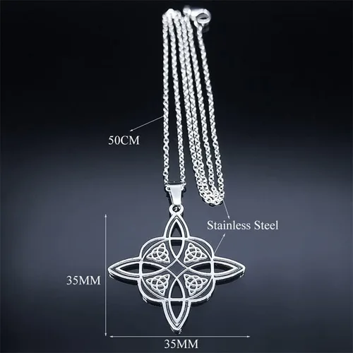 Vista 6 de Witchcraft Witch's Knot Necklace for Women Men Stainless Steel Triquetra Ancient Amulet Necklaces Jewelry Gifts Nudo De Bruja