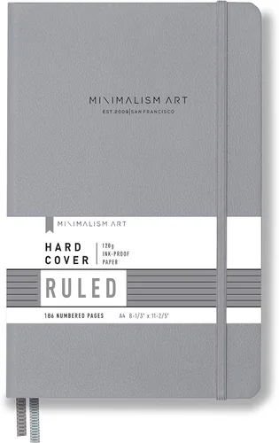 Vista 20 de Minimalism Art, Premium Hard Cover Notebook Journal, X-Large Size, Master A4 8.3" x 11.4", 186 Numbered Pages, Gusseted Pocket, Ribbon Bookmark