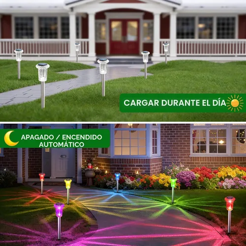 Vista 6 de Eyrosa Luces solares para exteriores, paquete de 15 luces solares para sendero al aire libre impermeables, iluminación con poste para jardín Varios