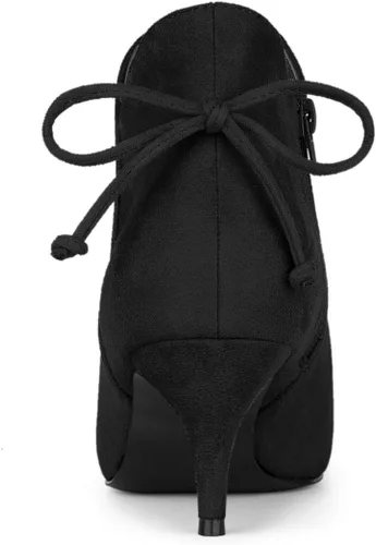 Vista 4 de Allegra K Botines de tacón de gatito con punta puntiaguda para mujer