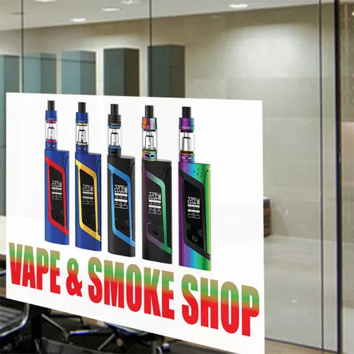 Vista 4 de Adhesivo de vinilo para tienda de interiores de Vape & Smoke Shop - 9.25 x 24 pulgadas