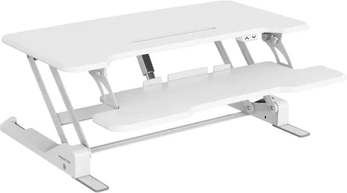 Vista 11 de Mount-It! Convertidor de escritorio eléctrico de pie con mesa de 38 pulgadas, elevador de escritorio de pie ajustable en altura, elevador
