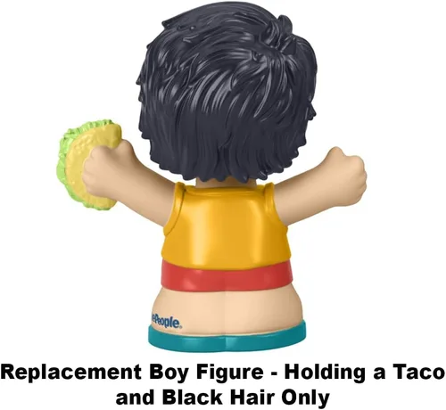 Vista 3 de Pieza de repuesto para Fisher-Price Little People Serve It Up Food Truck Playset - GTT73 ~ Figura de niño de repuesto que sostiene un taco ~ Pelo