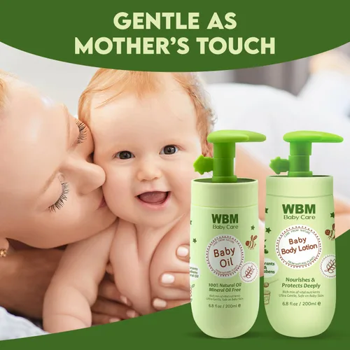 Vista 7 de WBM Set de aceite y loción para bebés para un cuidado de la piel suave y saludable, hidratante y nutritivo esencial para recién nacidos