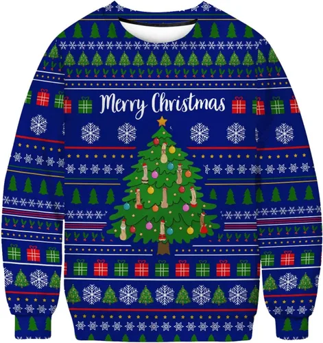 Vista 3 de Sudadera de invierno con estampado navideño para hombre, suéter colorido, suéter feo de Navidad, suéteres ligeros para hombres