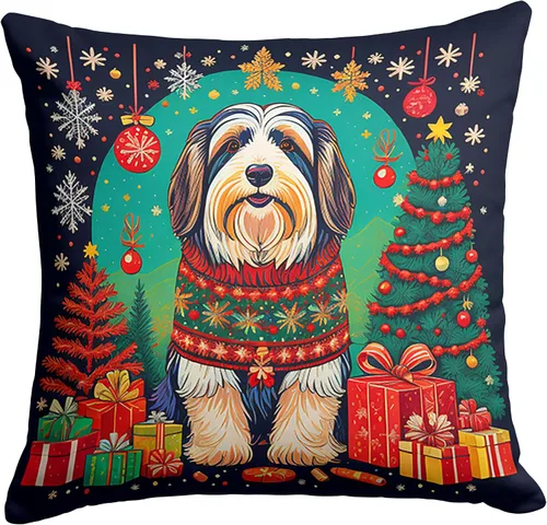 Vista 11 de Caroline's Treasures DAC1082PW1414 Affenpinscher - Almohada decorativa de tela navideña, lavable a máquina, para interiores y exteriores, para sofá