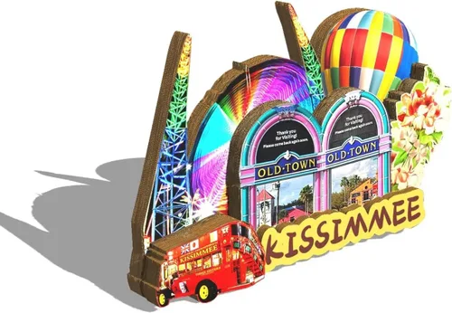 Vista 2 de Imán de Kissimmee para nevera de madera 3D, monumentos de viaje, coleccionables, recuerdos, decoración hecha a mano