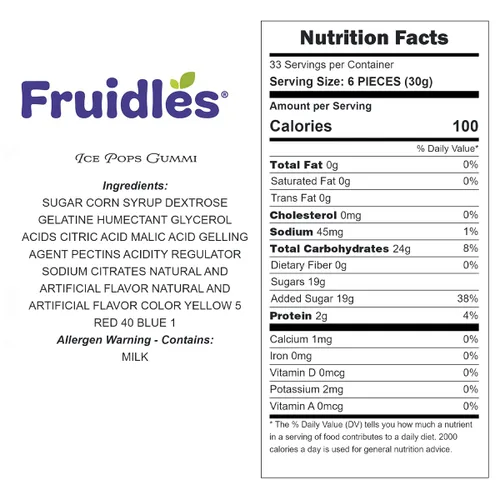Vista 2 de Fruidles Ice Pops Gummy Drops Candy, deliciosas gomitas con sabor a frutas recubiertas de azúcar (1 libra)