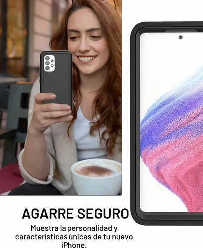 Vista 6 de AICase Funda para Galaxy A53 5G, resistente protección contra caídas, cuerpo completo, resistente a los golpes, a prueba de polvo, militar Negro