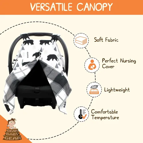 Vista 3 de Dear Baby Gear Funda de asiento de automóvil para bebé, toldo portador para recién nacidos, regalo del día de la madre para madres, manta de baby