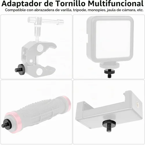 Vista 4 de Adaptador de tornillo de trípode roscado macho de 1/4 pulgadas a macho de 1/4 pulgadas, convertidor de rosca de montaje estándar para montaje