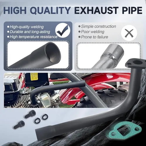 Vista 3 de Tubo de escape mejorado con rosca hembra para Predator 212cc 196cc Go Kart y Mini Bike, para Coleman Powersports CT200U, CT200U-EX, BT200X Negro