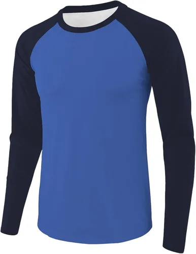 Vista 9 de Camiseta de béisbol para hombre, manga larga, cuello redondo, algodón, raglán, casual, dinámica