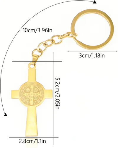 Vista 4 de St Benedict Medal Key Chain, Saint Benedict Medal Pendant Key Chain, Catholic Religious Keychain